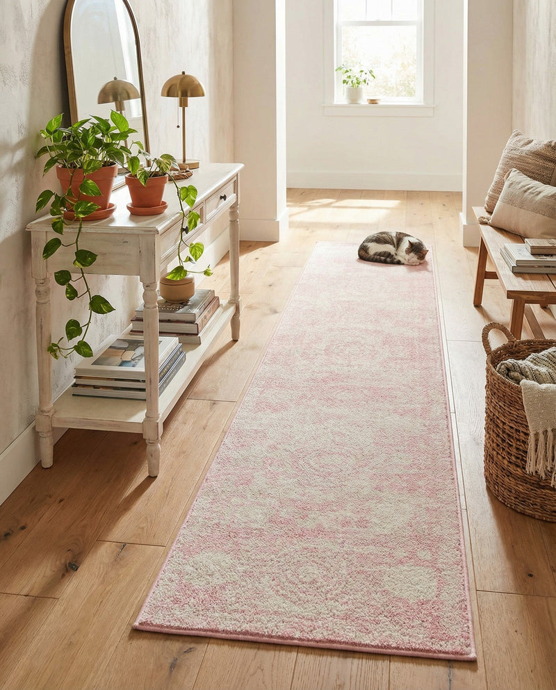 Dover Terrace Collection Area Rug -  Lagoon (Pink) Runner Pink  lifestyle 54