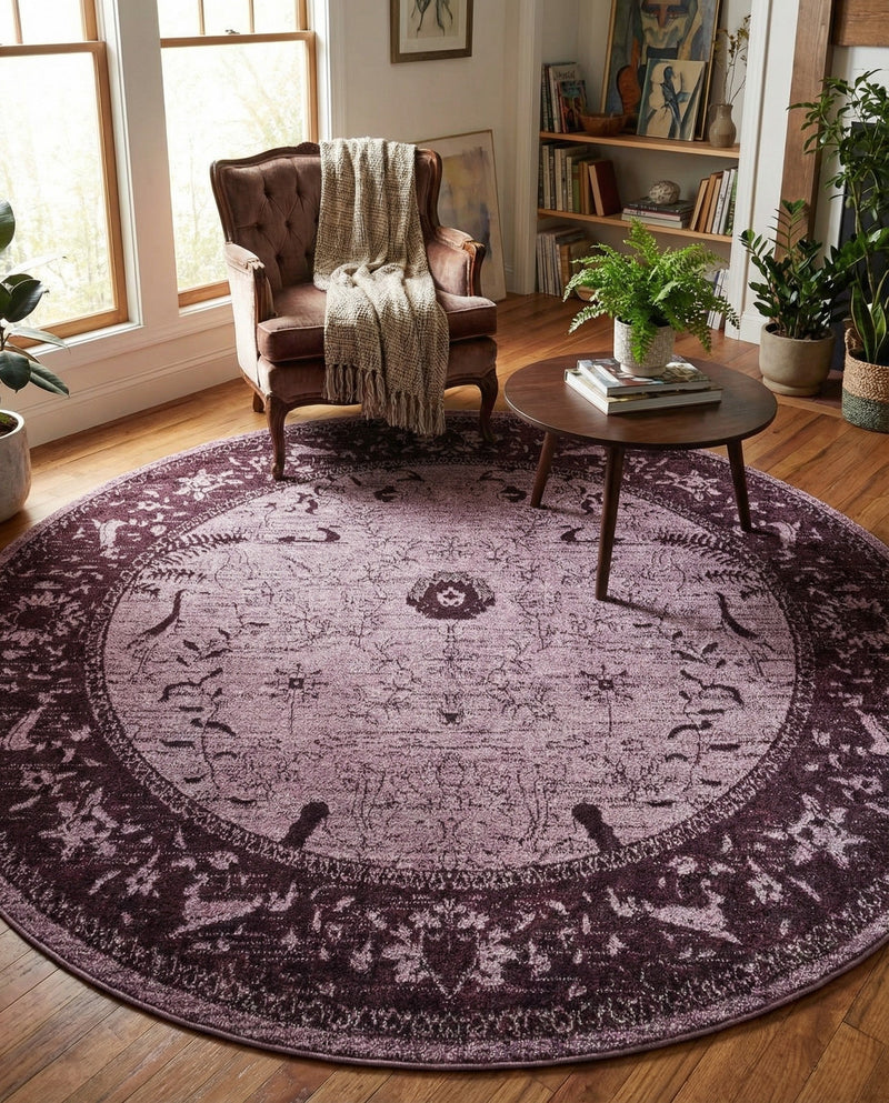 Horizon Collection Area Rug -  Apex (Purple) Round Purple  lifestyle 47