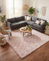 Berber Lattice Shag Collection Area Rug - Atlas (Light Pink) Square Light Pink  lifestyle 43