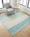 Mediterranean Lattice Collection Area Rug -  Casablanca (Ivory Blue) Square Ivory Blue  lifestyle 73