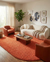 Plush Oasis Collection Area Rug - Serenity (Tiger Orange) Oval Tiger Orange  lifestyle 73