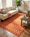 Marrakech Lattice Collection Area Rug - Medina (Orange) Rectangle Orange  lifestyle 15
