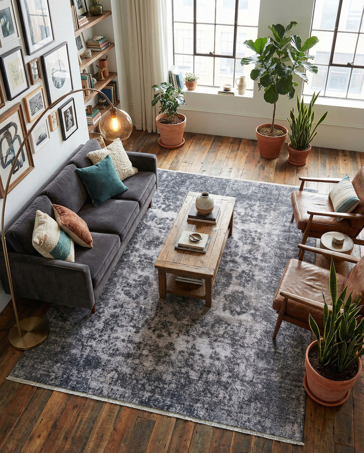 Bazaar Chic Collection Area Rug -  Asilah Rectangle Gray and Blue  lifestyle 5