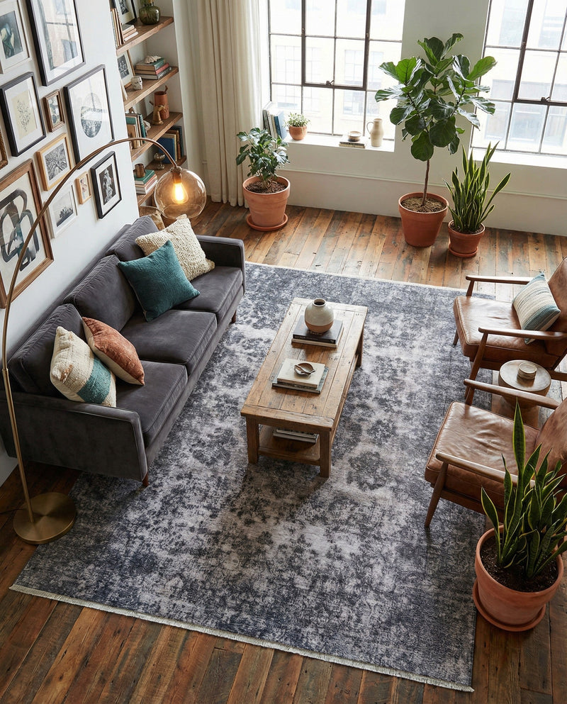 Bazaar Chic Collection Area Rug -  Asilah Rectangle Gray and Blue  lifestyle 5