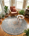 Coastal Haven Collection Area Rug - Seabreeze (Blue) Round Blue  lifestyle 48