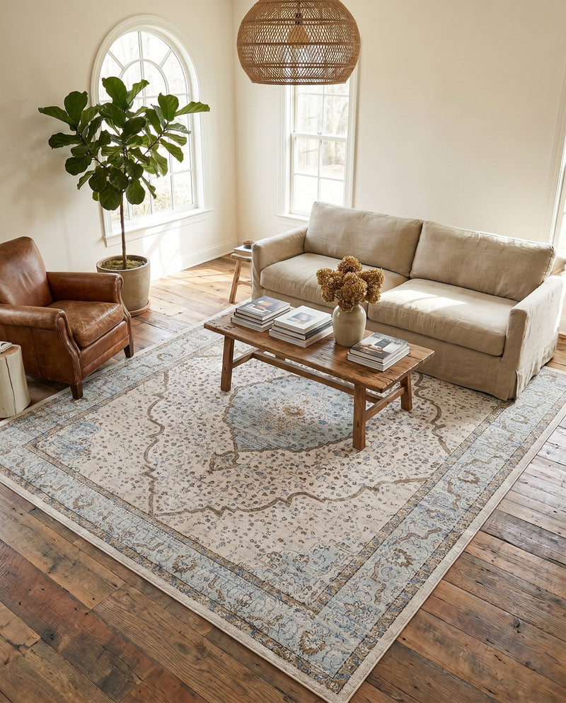 Mykonos Manor Collection Area Rug - Delos Rectangle Blue  lifestyle 48
