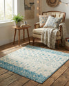 Mediterranean Lattice Collection Area Rug -  Casablanca (Ivory Blue) Square Ivory Blue  lifestyle 63