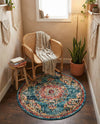 Brighton Terrace Collection Area Rug - Hove (Blue) Round Blue  lifestyle 41