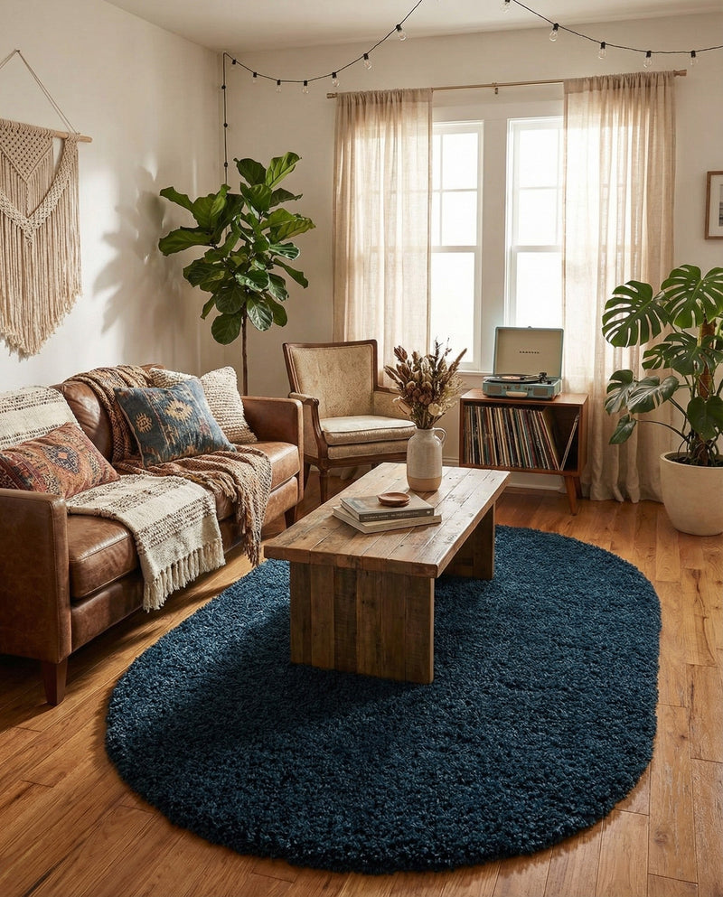 Plush Oasis Collection Area Rug - Serenity (Sapphire Blue) Oval Sapphire Blue  lifestyle 72