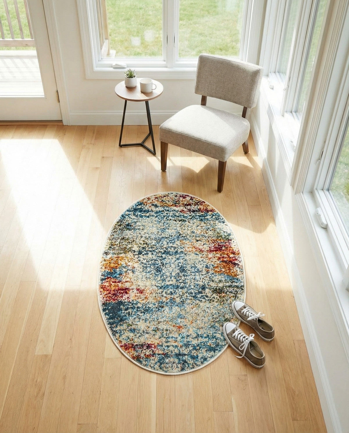 Caribbean Breeze Collection Area Rug -  Isla Oval Cream  lifestyle 122