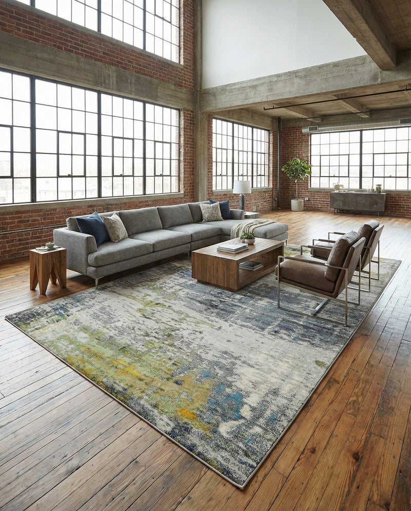 Chromatic Oasis Collection Area Rug -  Prism Rectangle Gray  lifestyle 19