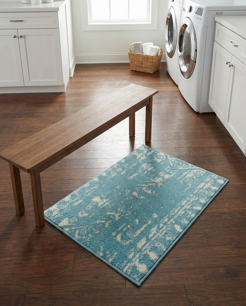 Brighton Stripes Collection Area Rug - Sussex (Light Blue) Rectangle Light Blue  lifestyle 23