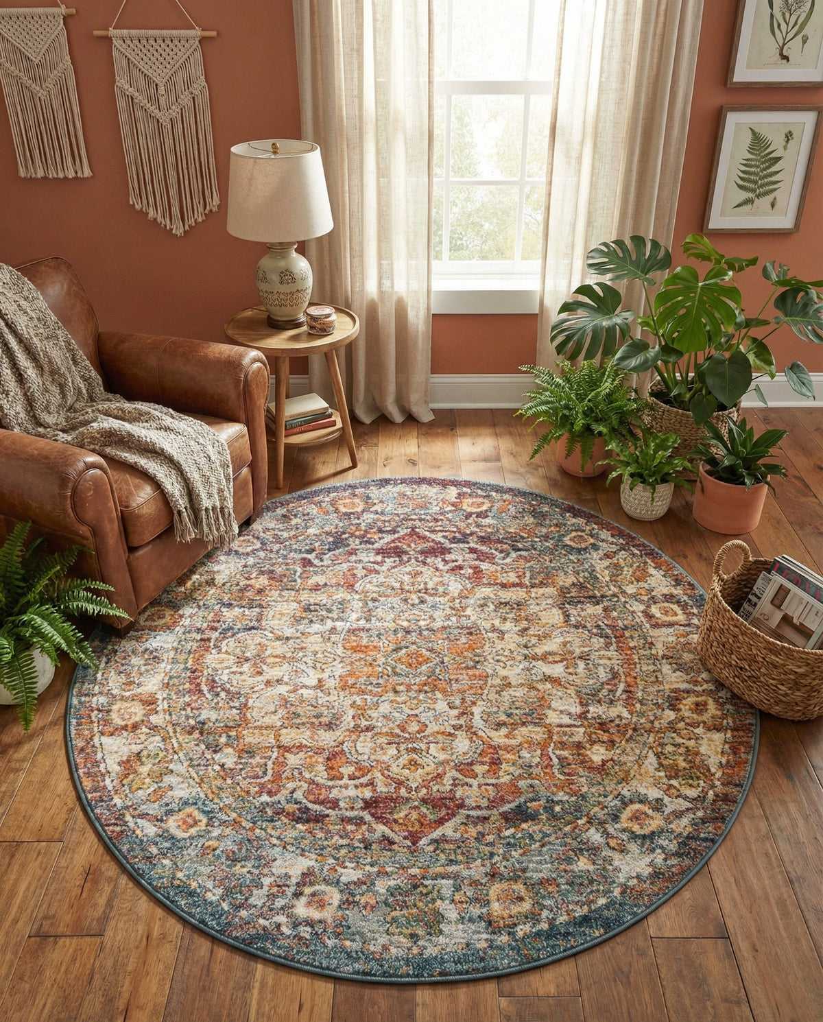 Savannah Soiree Collection Area Rug -  Everglade (Multi) Round Multi  lifestyle 99