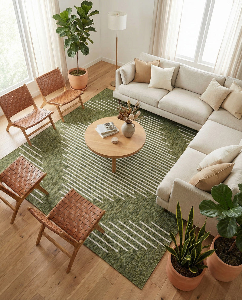 Urban Terrace Collection Area Rug -  Chelsea (Green) Square Green  lifestyle 73
