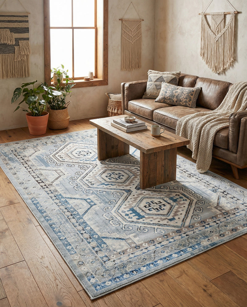 Savannah Elegance Collection Area Rug -  Tybee (Aqua Blue) Rectangle Aqua Blue  lifestyle 8
