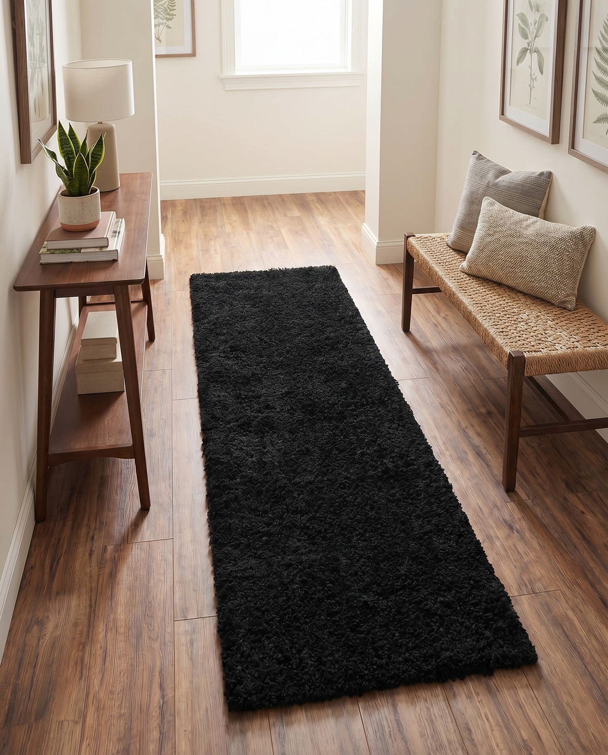 Plush Oasis Collection Area Rug - Serenity (Jet Black) Runner Jet Black  lifestyle 96