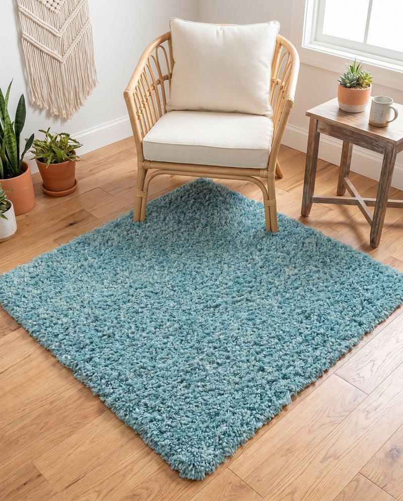 Alpine Plush Collection Area Rug -  Cortina (Aqua) Square Aqua  lifestyle 57