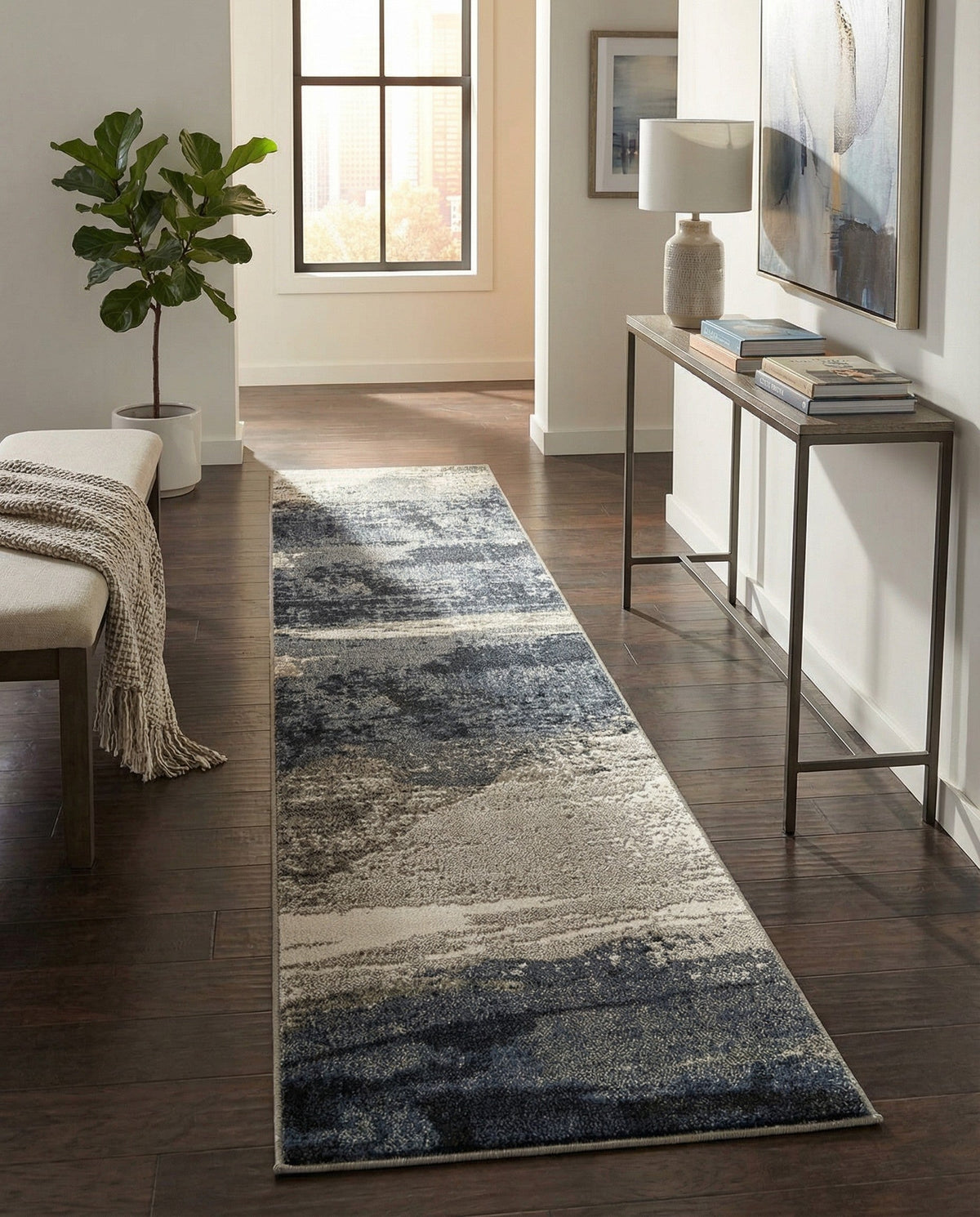 Copenhagen Edge Collection Area Rug - Nyhavn Runner Blue  lifestyle 164