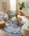 Baroque Era Collection Area Rug - Versailles (Gray Blue) Round Gray Blue  lifestyle 62