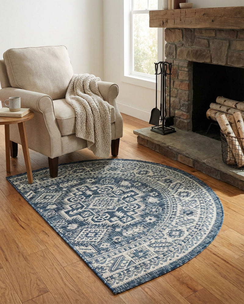 Tribal Terrace Treasures Collection Area Rug -  Incan Isle (Blue) Hearth Blue  lifestyle 44