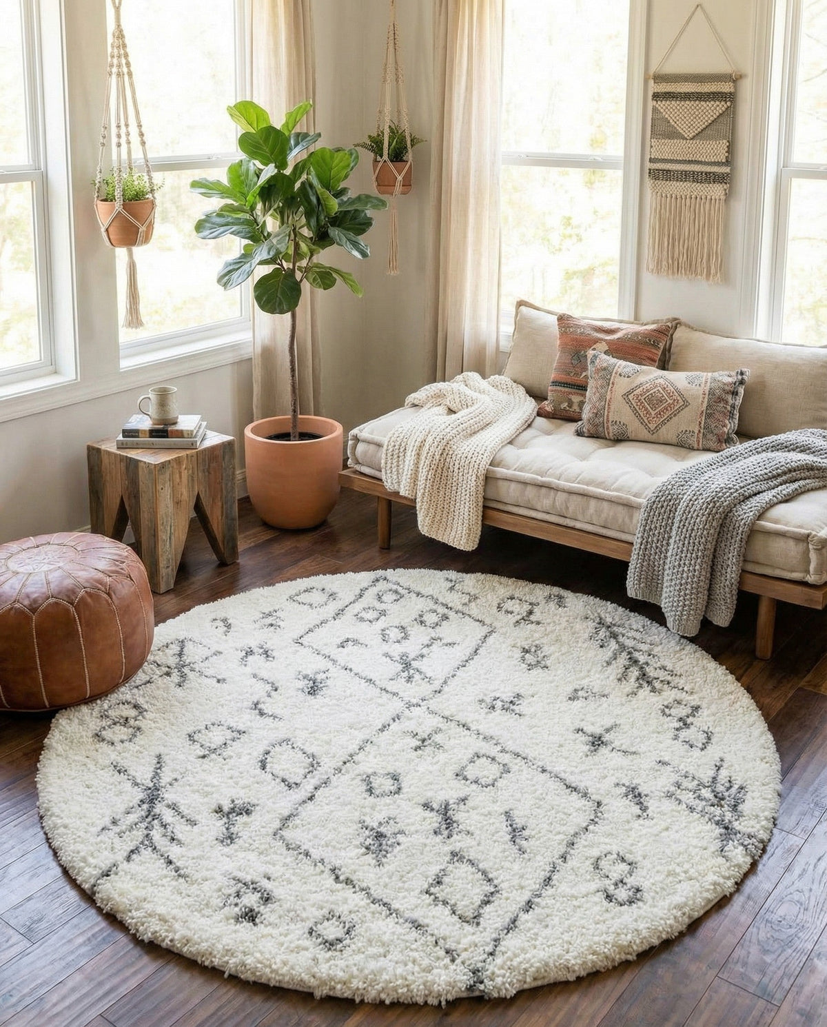 Casablanca Comfort Collection Area Rug - Sahara Round Pure Ivory  lifestyle 117