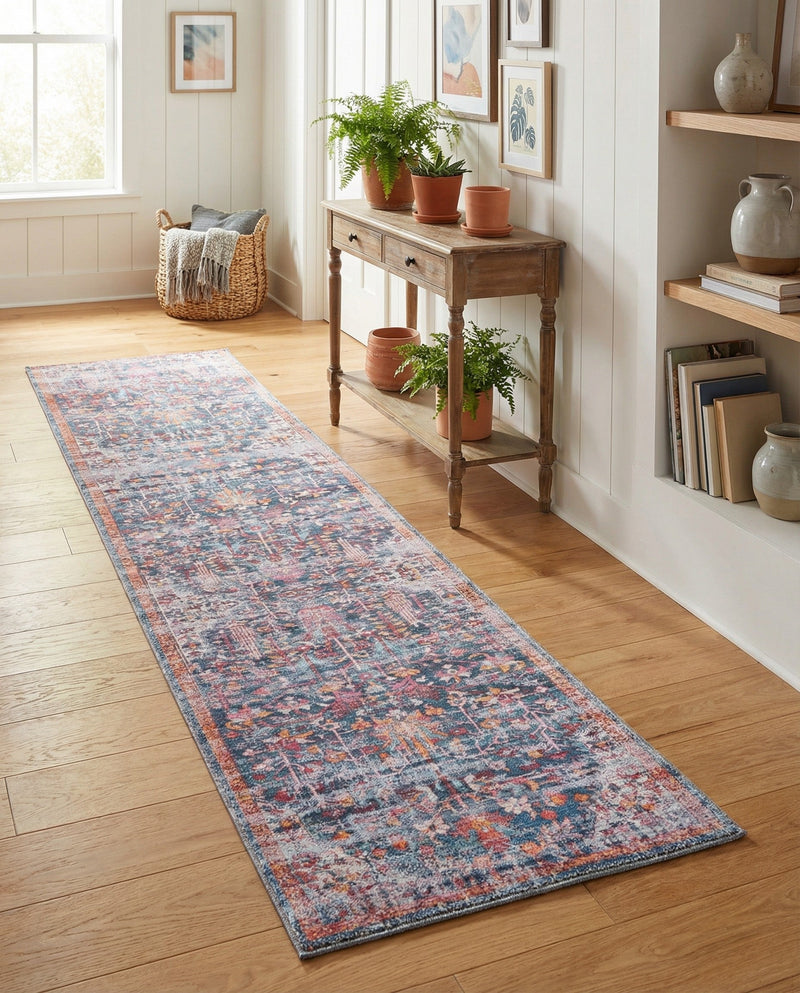Zahara Oasis Collection Area Rug -  Nador Runner Navy Blue  lifestyle 69