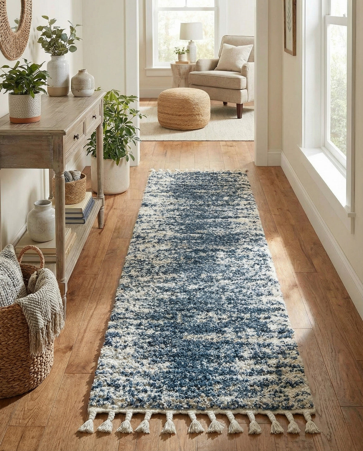 Tranquil Tides Shag Collection Area Rug - Marina Runner Blue  lifestyle 191