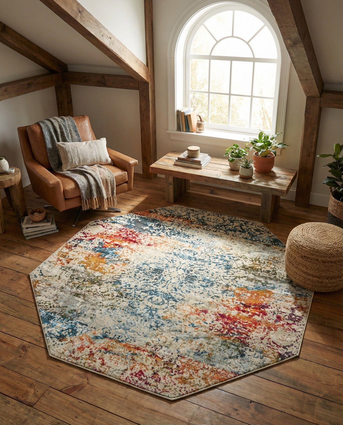 Caribbean Breeze Collection Area Rug -  Isla Octagon Cream  lifestyle 98