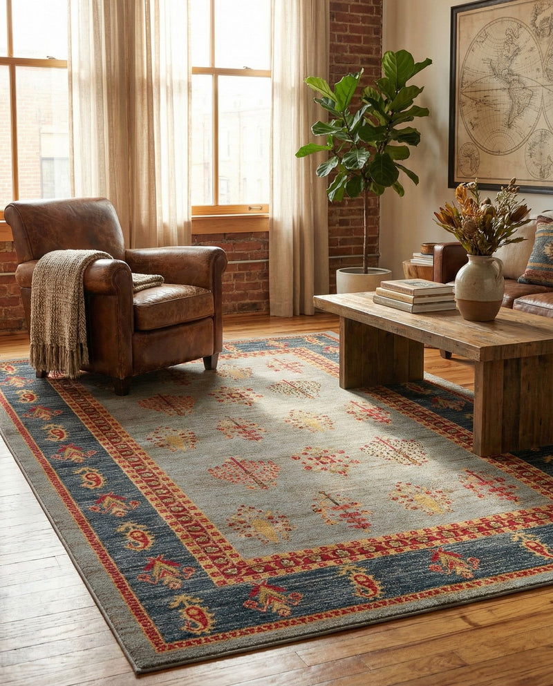 Zagros Oasis Collection Area Rug -  Dalahu Rectangle Light Blue  lifestyle 16