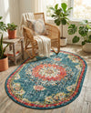 Brighton Terrace Collection Area Rug - Hove (Blue) Oval Blue  lifestyle 51