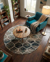 Trellis Mosaic Collection Area Rug -  Pergolatown (Blue Multi) Round Blue Multi  lifestyle 89