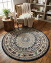 Persian Elegance Collection Area Rug -  Hamedan (Navy Blue) Round Navy Blue  lifestyle 33