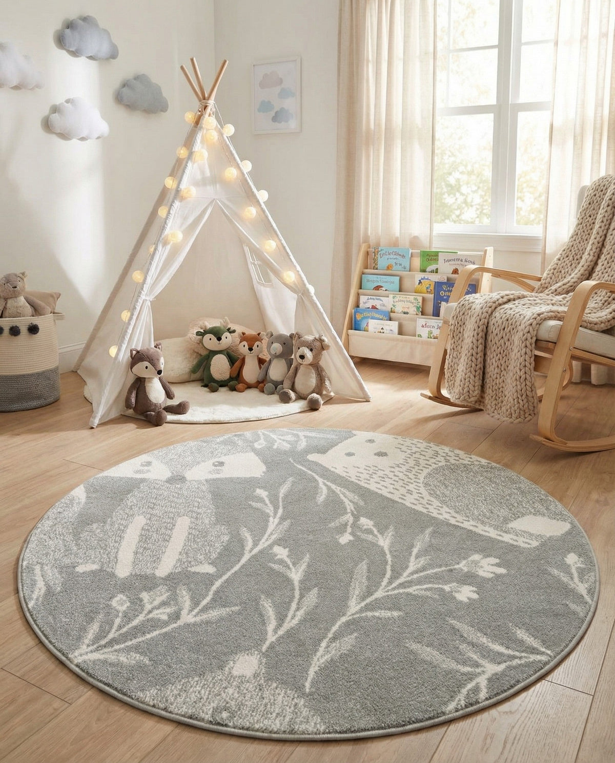 Wonder Tykes Collection Area Rug -  Quirky Round Gray  lifestyle 84