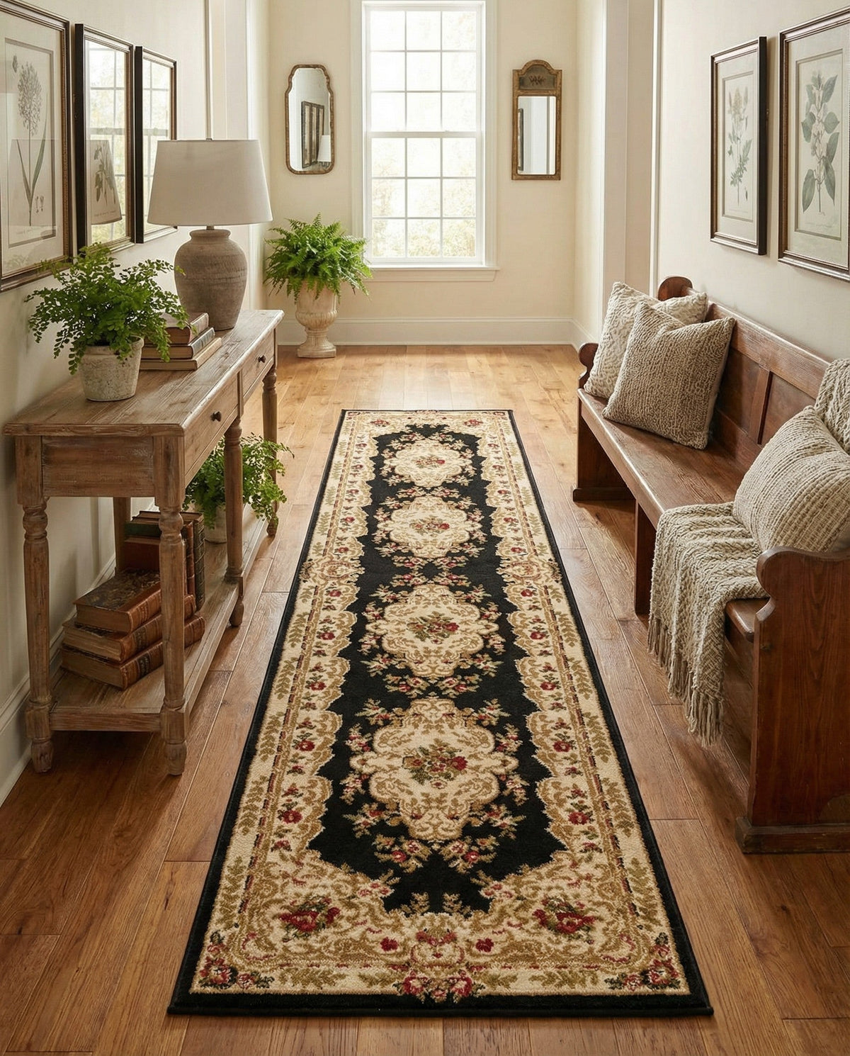 Versailles Elegance Collection Area Rug -  Vincennes Runner Black  lifestyle 73