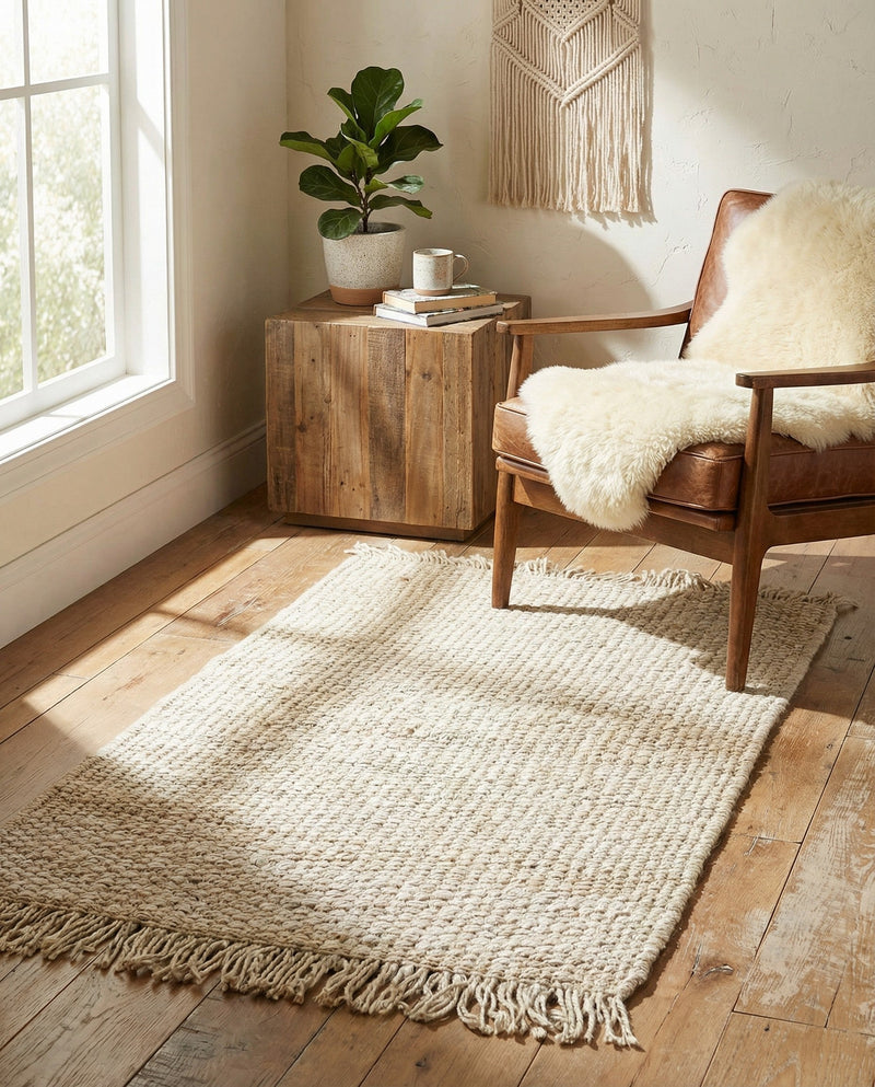 Savannah Jute Collection Area Rug - Seashore Rectangle Ivory  lifestyle 40