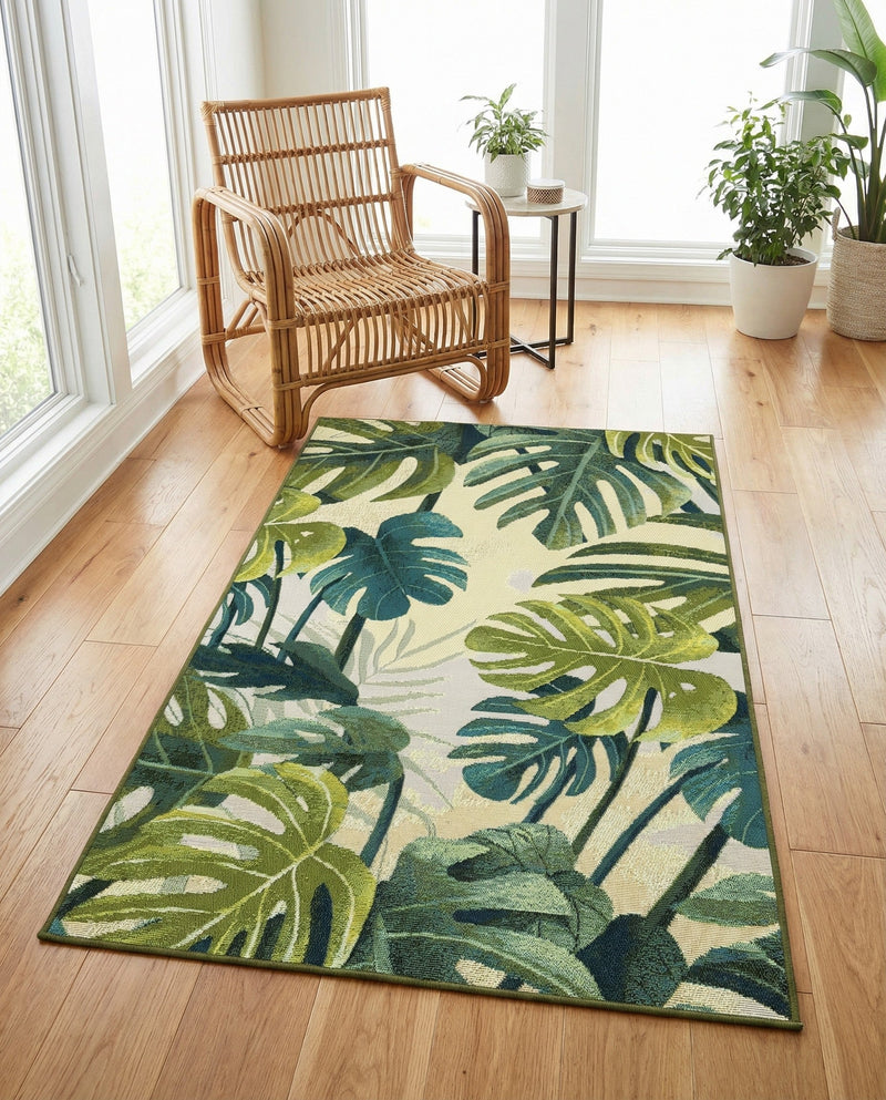 Seaside Blooms Collection Area Rug -  Ivy Rectangle Green  lifestyle 34