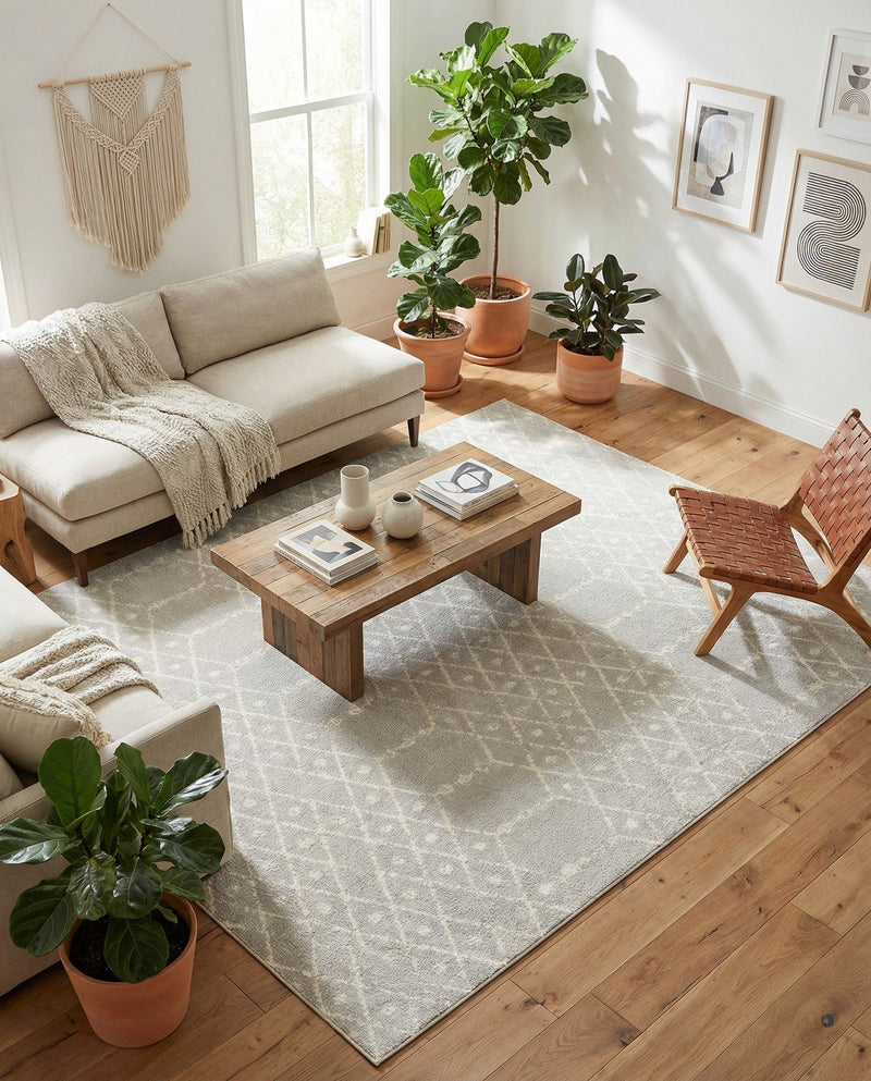 Marrakesh Lattice Collection Area Rug - Casablanca (Light Gray) Rectangle Light Gray  lifestyle 25