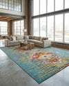 Venetian Tapestry Collection Area Rug -  SanMarco Rectangle Turquoise  lifestyle 34