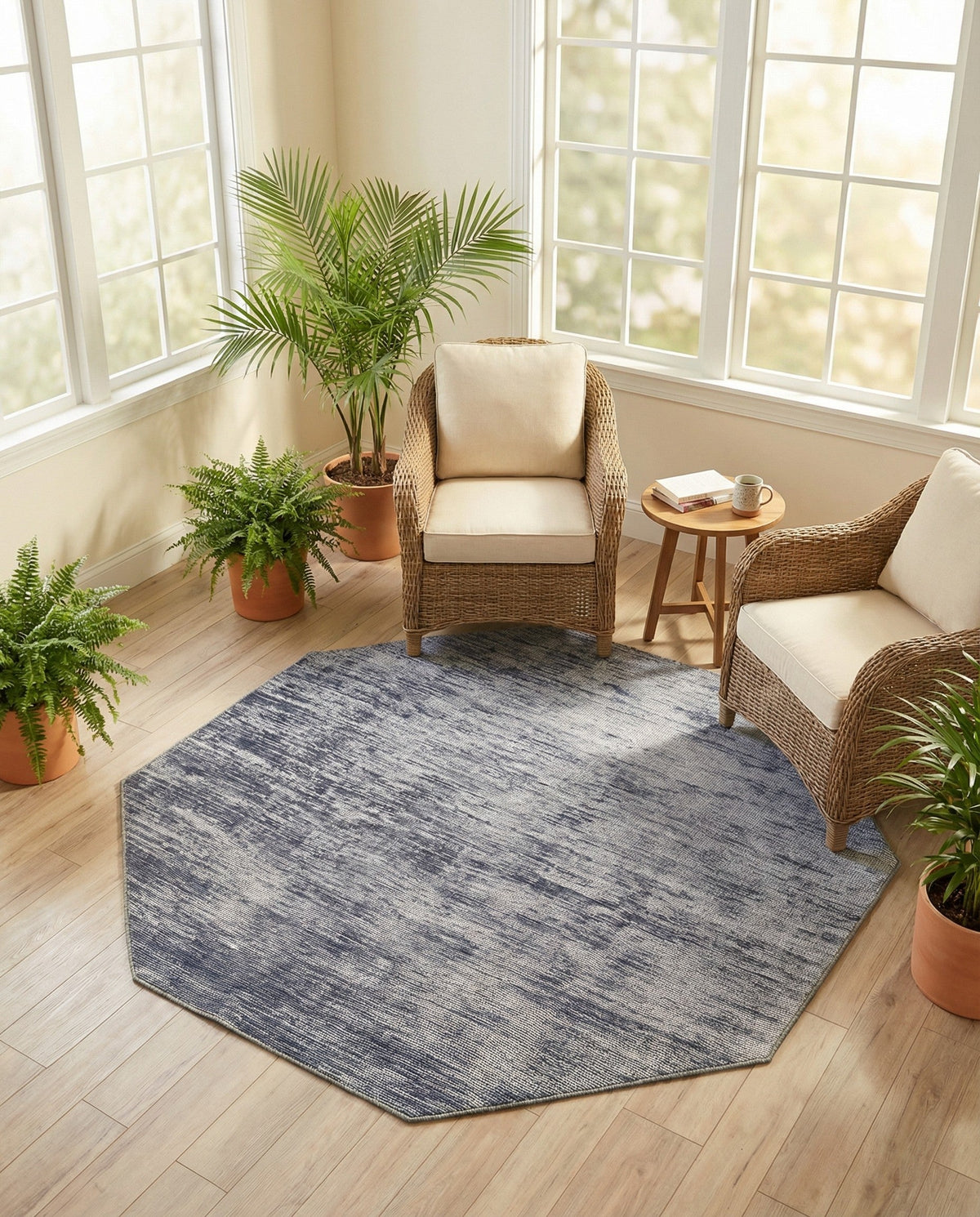 Sahara Essence Collection Area Rug - Oasis (Gray) Octagon Gray  lifestyle 105