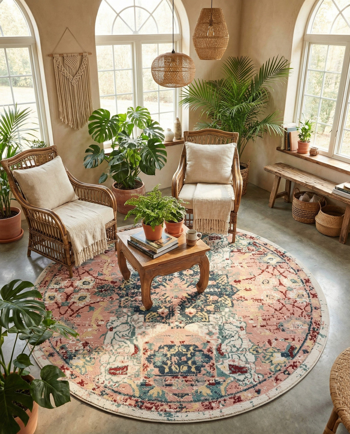 Savannah Elegance Collection Area Rug -  Azalea Round Pink  lifestyle 161