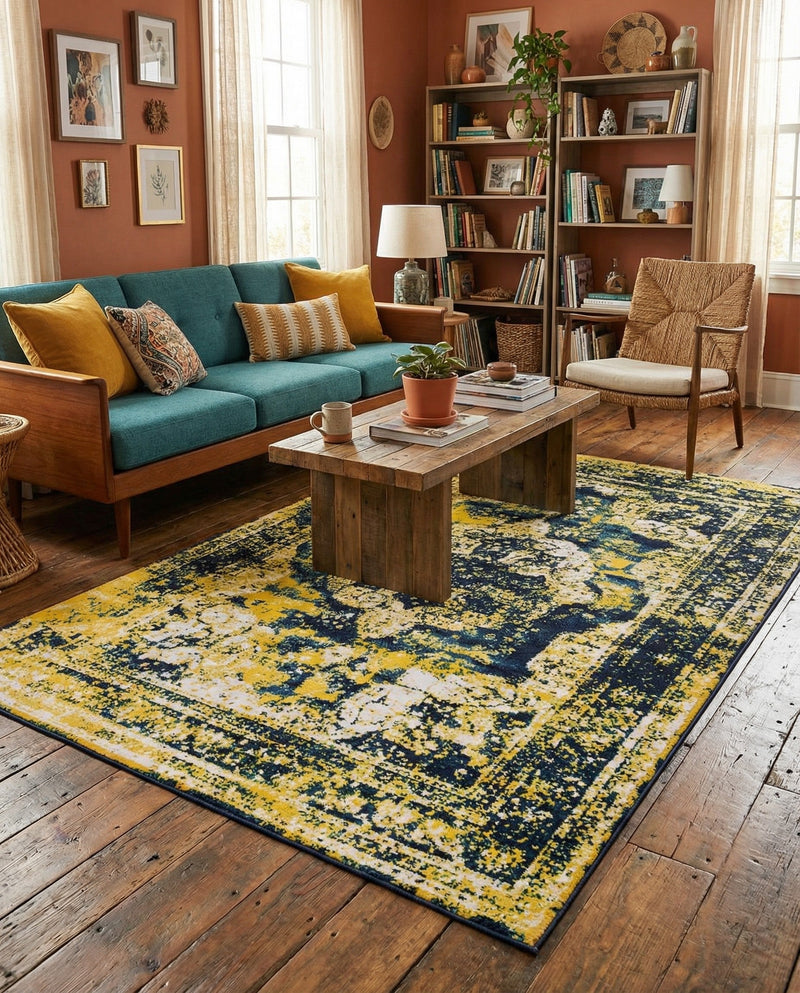 Riviera Elegance Collection Area Rug -  Menton (Navy Blue) Rectangle Navy Blue  lifestyle 28