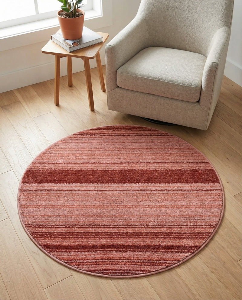 Jewel Oasis Collection Area Rug - Sapphire (Rusty Pink Rose) Round Rusty Pink Rose  lifestyle 50