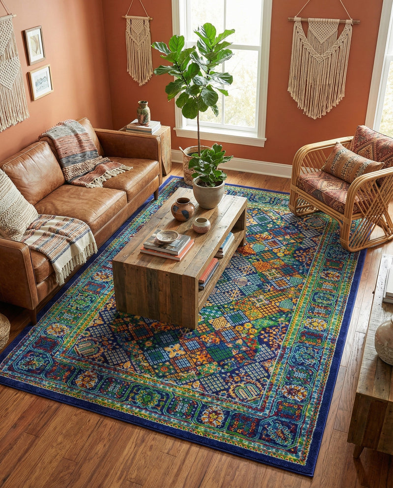 Caribbean Cove Collection Area Rug -  Mustique Rectangle Navy Blue  lifestyle 37
