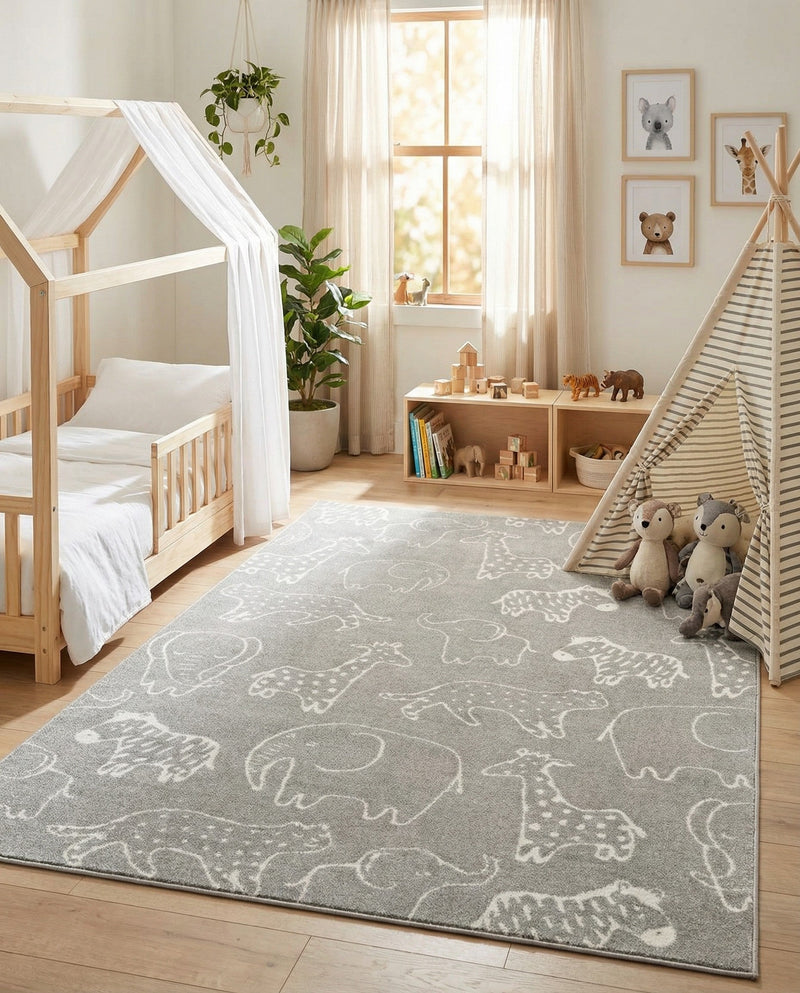 Wonder Tykes Collection Area Rug -  Spectrum Rectangle Gray  lifestyle 70