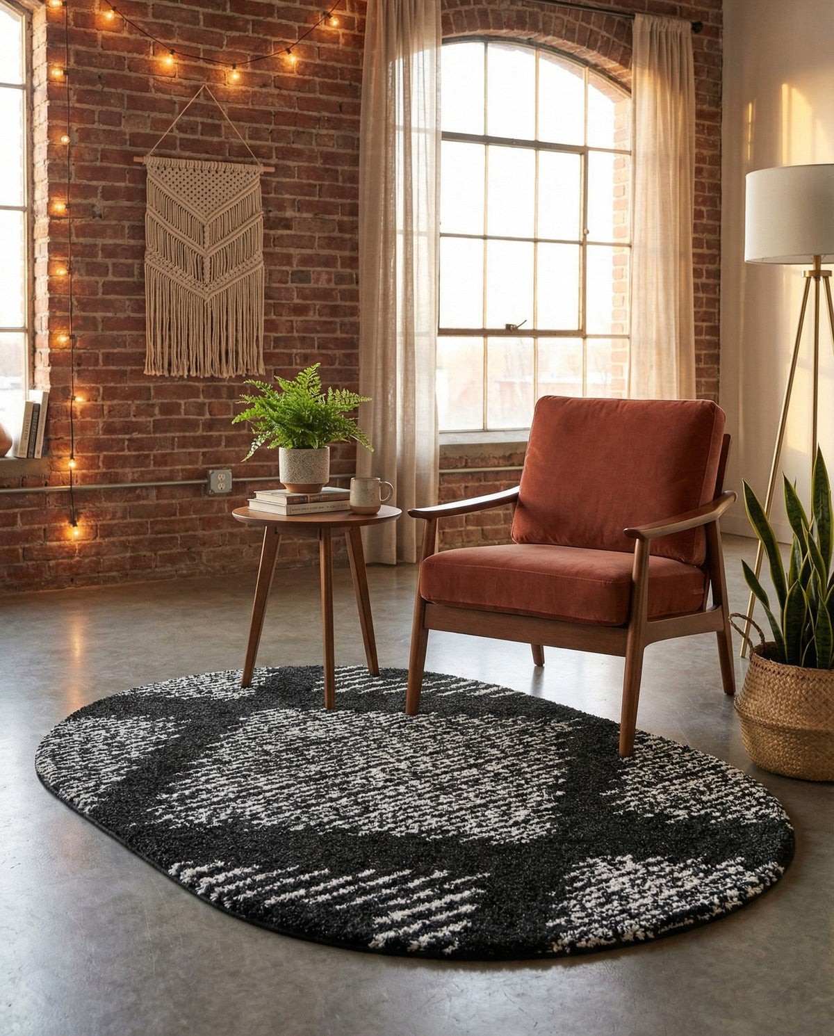 Tranquil Tides Shag Collection Area Rug -  Azure Oval Black and White  lifestyle 188