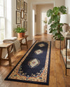 Tabriz Tapestry Collection Area Rug - Azerbaijan (Navy Blue) Runner Navy Blue  lifestyle 51