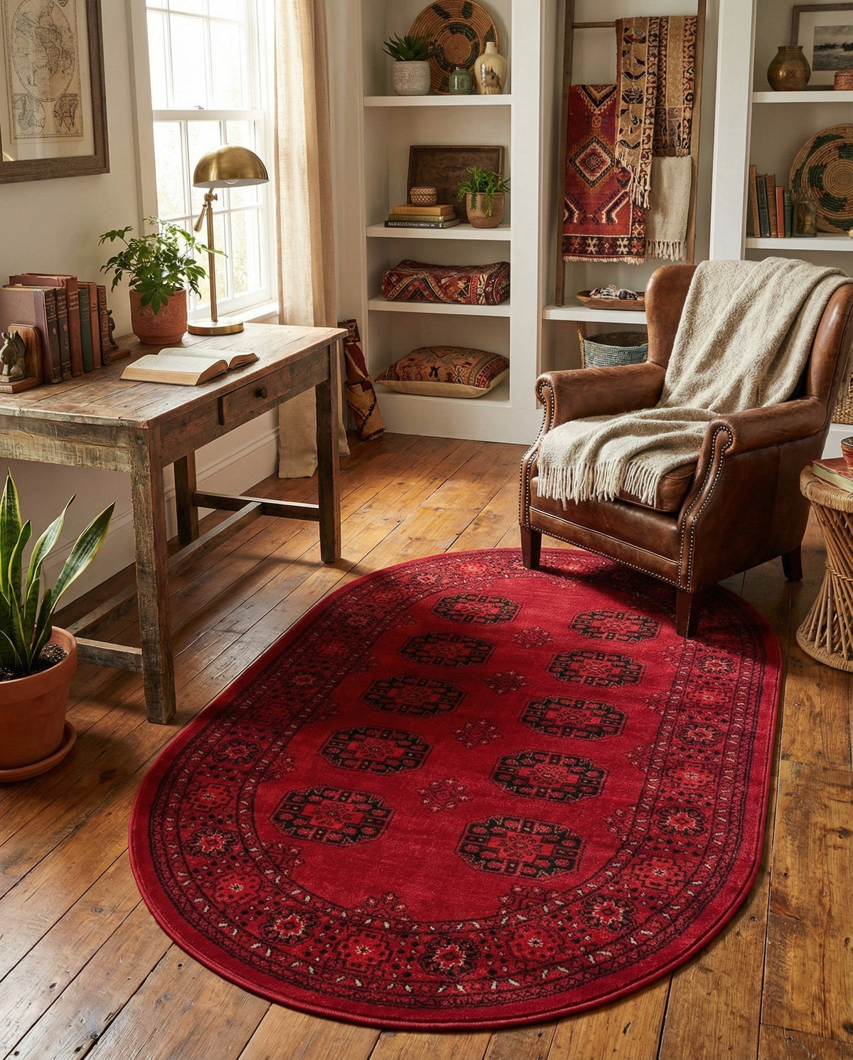 Samarkand Elegance Collection Area Rug -  Fergana Oval Red  lifestyle 69