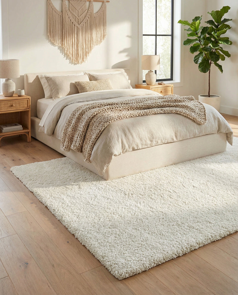 Cozy Comfort Shag Collection Area Rug - Haven (White) Rectangle White  lifestyle 22