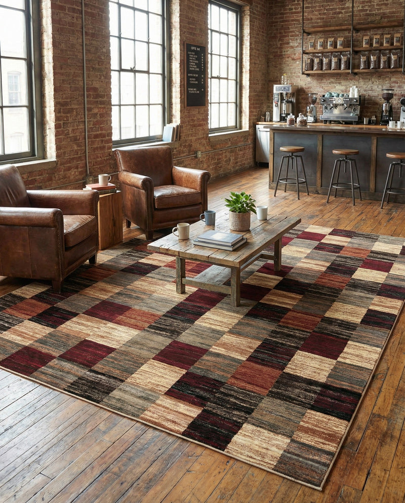 Bistro Lounge Collection Area Rug - Espresso Rectangle Multi  lifestyle 14