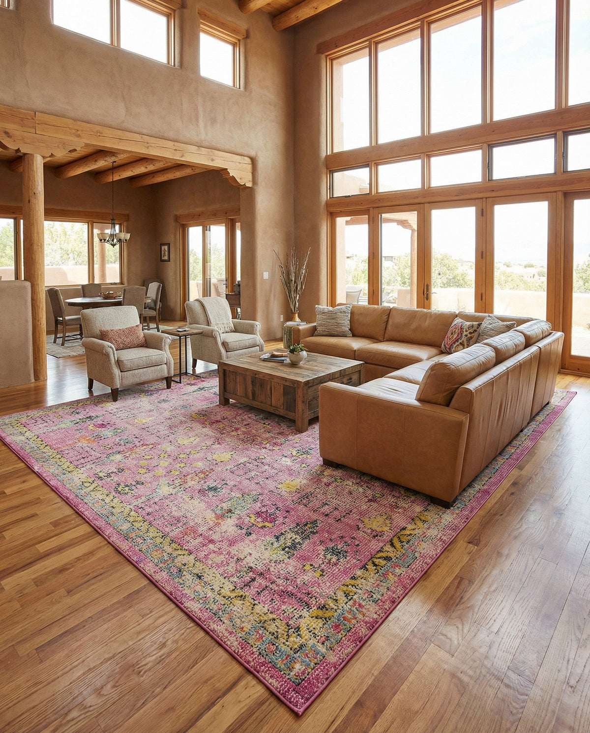 Sierra Collection Area Rug -  Shasta Rectangle Pink  lifestyle 14